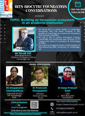 Webinar on “Building an innovation ecosystem in an academic institution